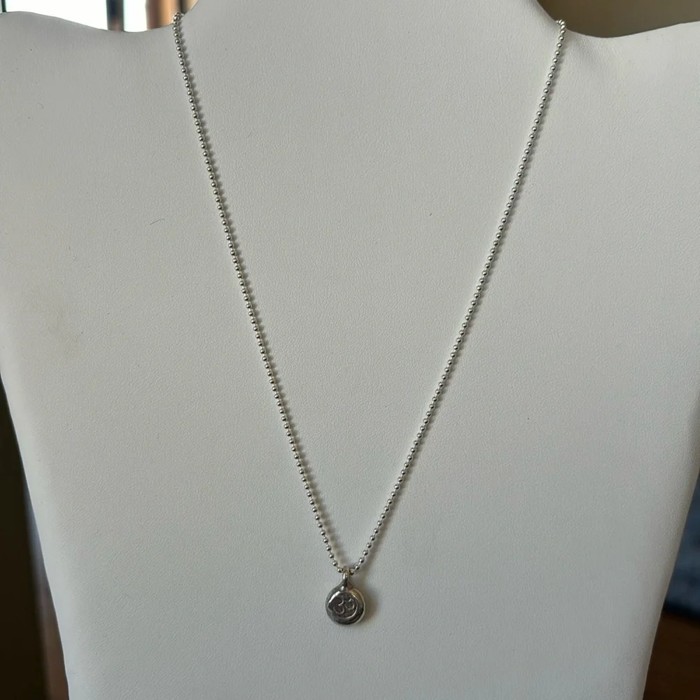 Thai Silver Om Charm on Sterling Silver‎ Ball Chain Necklace NWT